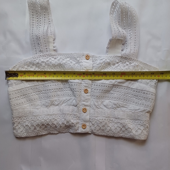 Goa Beachwear By Japna Women Sleeveless Crop Top Large White -Button Accents - Picture 9 of 14